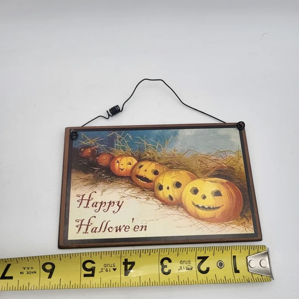 Vintage Halloween Plaque Postcard Jack-o'-lantern